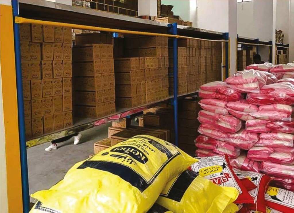 Warehouse with Kernel rice and racking